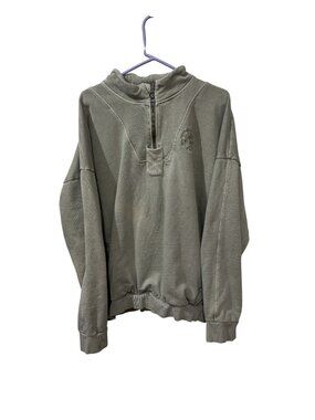Gymshark XXL Olive Green Quarter-Zip Pullover With Embroidered Logo Soft Cotton